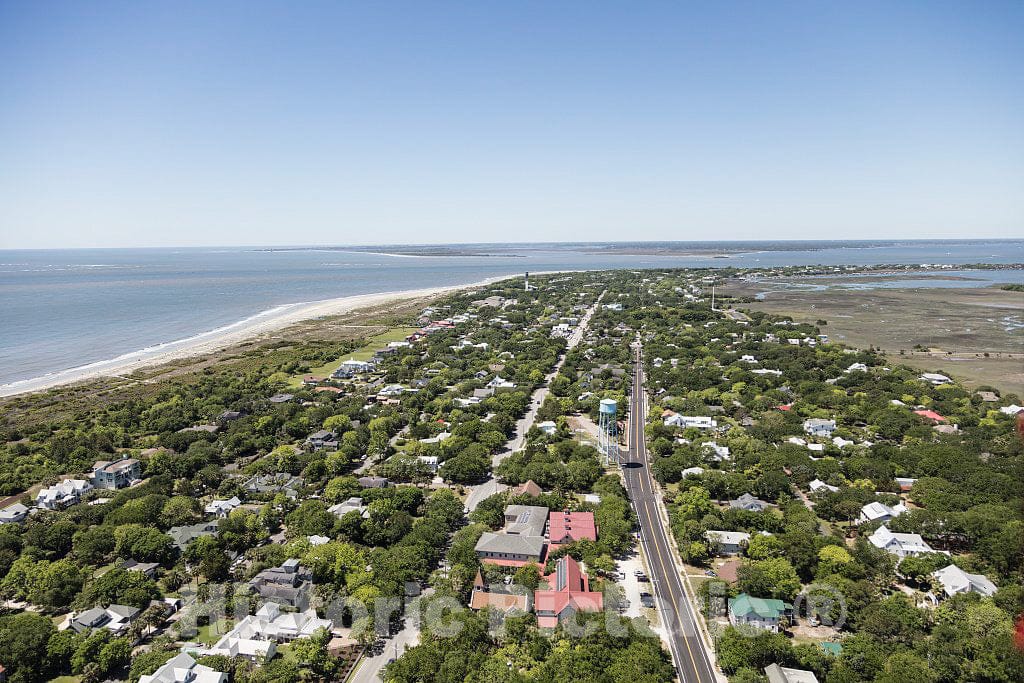 Photo - Aerial View of Sullivan's Island Off Charleston, South Carolina. The Pink-roofed Buildings are Part of The Church of The Holy Cross Complex- Fine Art Photo Reporduction
