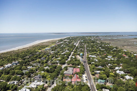 Photo - Aerial View of Sullivan's Island Off Charleston, South Carolina. The Pink-roofed Buildings are Part of The Church of The Holy Cross Complex- Fine Art Photo Reporduction