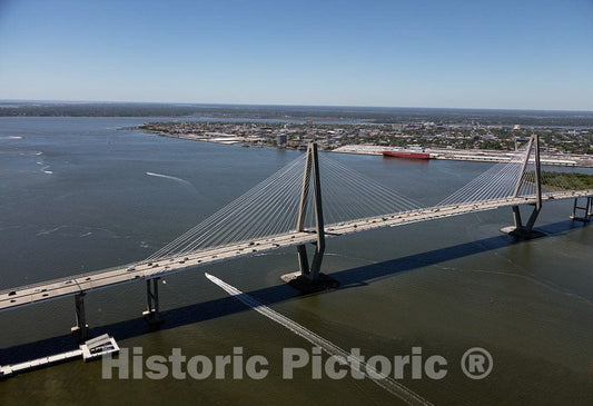 Photo- Aerial View of The Arthur Ravenel Jr. Bridge, a Cable-Stayed Bridge Over The Cooper River in Charleston, South Carolina 2 Fine Art Photo Reproduction