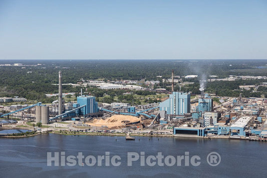 Photo- Aerial View of an Industrial Waterfront Area in Charleston, South Carolina 1 Fine Art Photo Reproduction