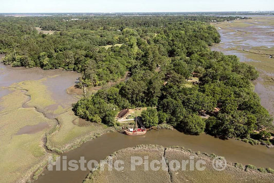 Photo - Aerial View of a Bend in Oldtown Creek in Ashleyville, a Neighborhood in Charleston, South Carolina- Fine Art Photo Reporduction