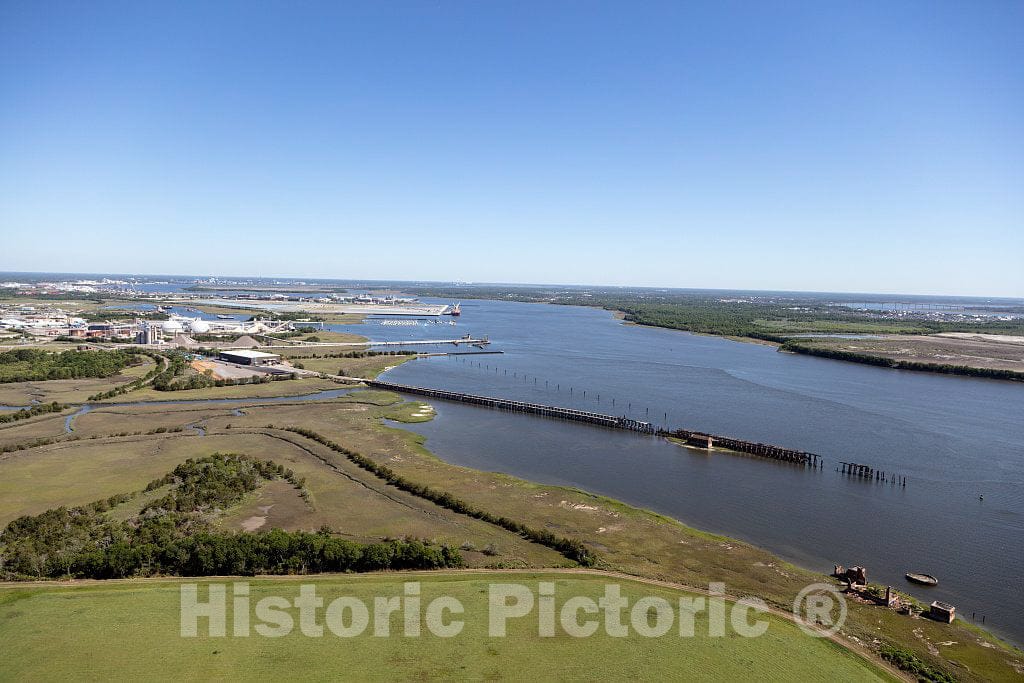 Photo - Aerial View of The Cooper River and Drum Island in Charleston, South Carolina- Fine Art Photo Reporduction