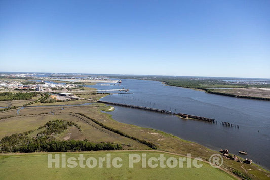 Photo - Aerial View of The Cooper River and Drum Island in Charleston, South Carolina- Fine Art Photo Reporduction