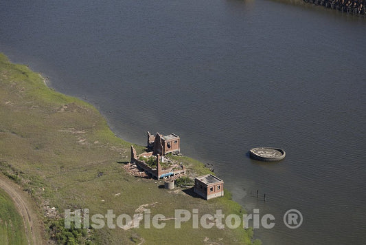 Photo - Aerial View of The Remains of a Facility, Possibly a Water-Treatment Plant, on The Cooper River in Charleston, South Carolina- Fine Art Photo Reporduction