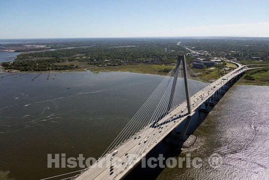 Photo- Aerial View of The Arthur Ravenel Jr. Bridge, a Cable-Stayed Bridge Over The Cooper River in Charleston, South Carolina 3 Fine Art Photo Reproduction
