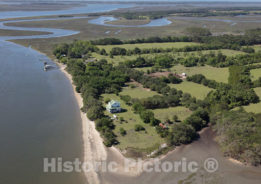 Photo - Aerial View of The Countryside Along The Stono River South of Charleston, South Carolina- Fine Art Photo Reporduction