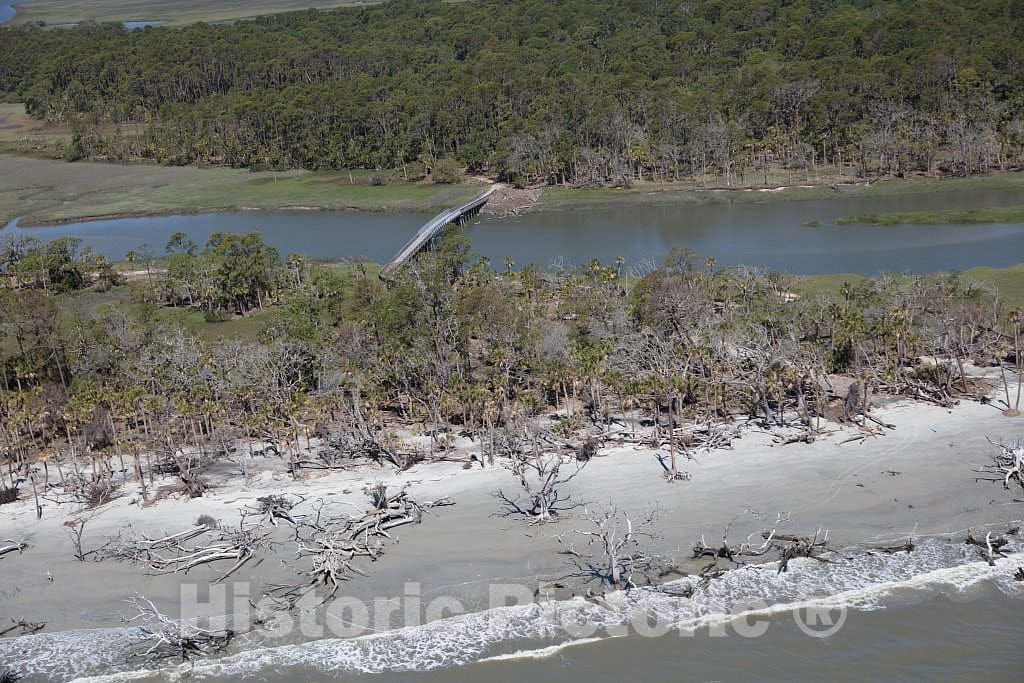 Photo - Aerial View of a Small Bridge Over The Also-Small Hunting River on Hunting Island in Beaufort County, South Carolina- Fine Art Photo Reporduction