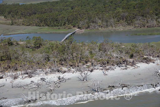 Photo - Aerial View of a Small Bridge Over The Also-Small Hunting River on Hunting Island in Beaufort County, South Carolina- Fine Art Photo Reporduction