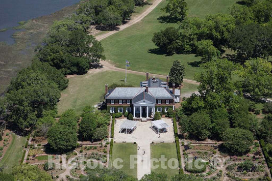 Photo- Aerial View of The House and Some of The Grounds of The Boone Hall Plantation in Mount Pleasant, South Carolina, North of Charleston 1 Fine Art Photo Reproduction