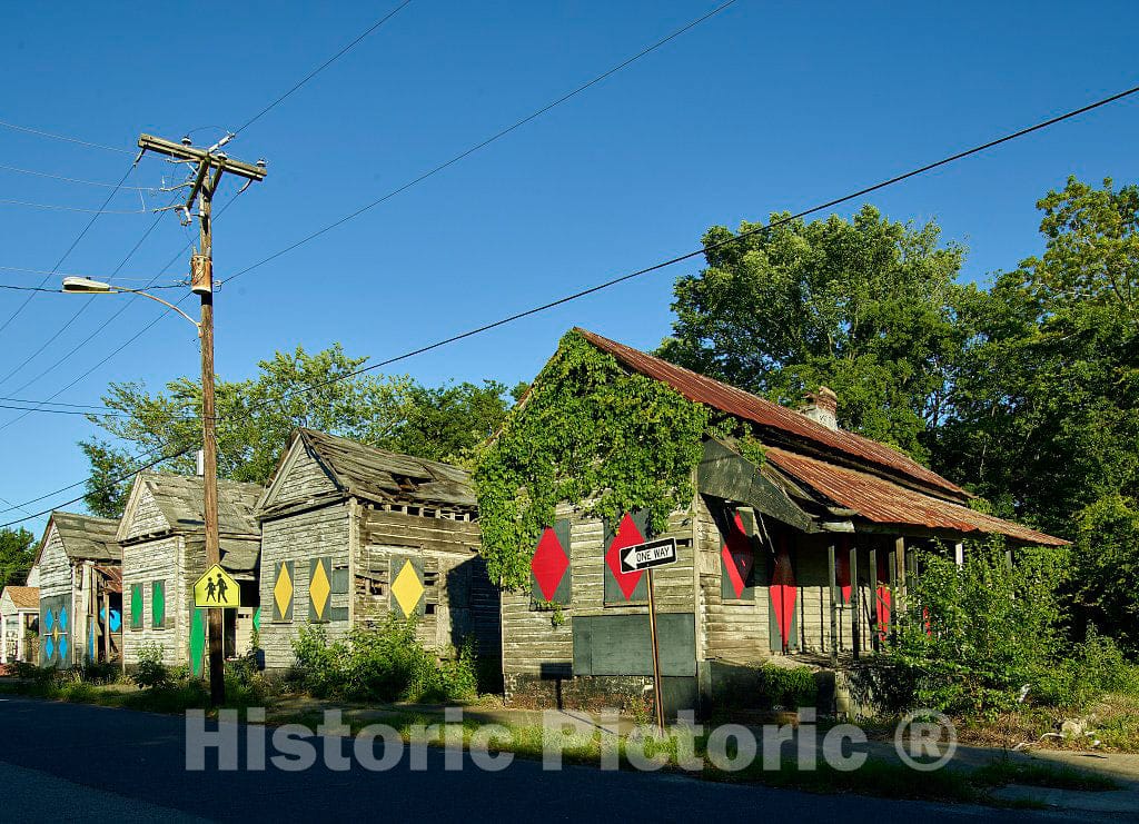 Photo- Charleston, South Carolina's, public-housing authority owns these old, abandoned cabins, and it, or somebody, gave them a touch of art and color 3 Fine Art Photo Reproduction