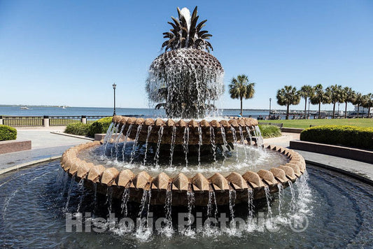 Photo- Charleston, South Carolina's,Pineapple Fountain, Completed in 1990, a Year After Hurricane Hugo devastated The City, is a Focal Point of The city's Waterfront Park