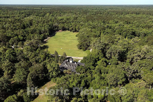 Photo - Aerial View of The Magnolia House and Gardens, one of The South's Oldest plantations, in Charleston, South Carolina- Fine Art Photo Reporduction