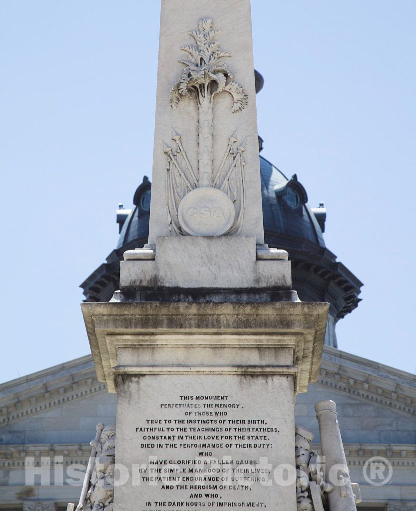 Photo - Detail of a Palmetto Plant, The State Symbol, on The Confederate Monument That Stands Before The South Carolina Capitol, Known Locally as The State House