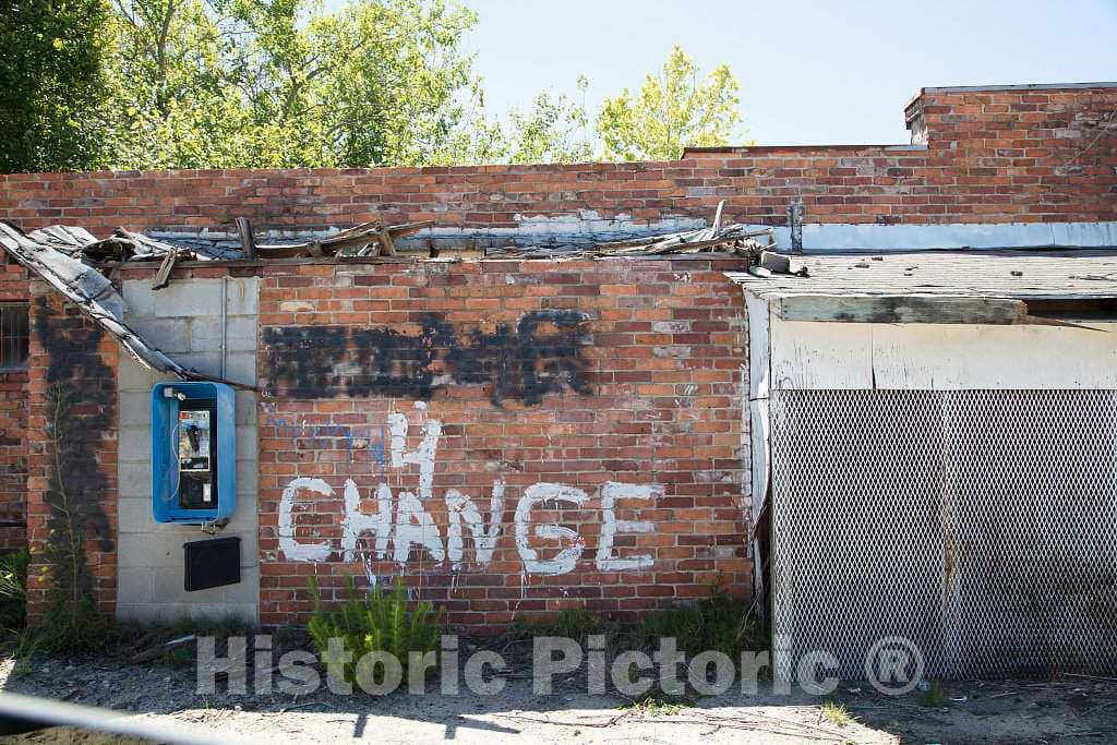 Photo - Graffiti and an Old Pay Telephone on a streetcorner in Orangeburg, South Carolina- Fine Art Photo Reporduction