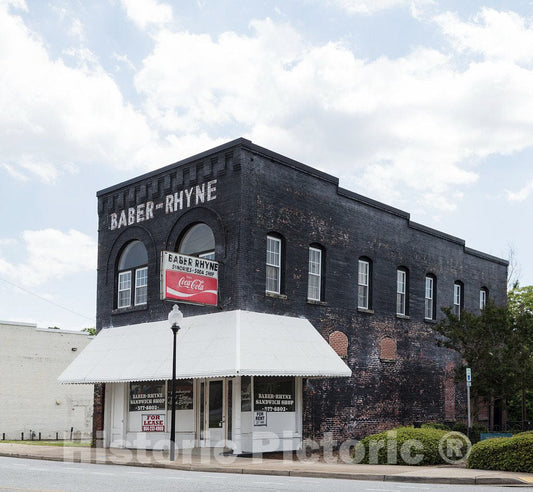 Photo- The renovated Baber-Rhyne Drug Store in Spartanburg, South Carolina, a city in the foothills of the Blue Ridge Mountains roughly midway between Atlanta, Georgia, and Charlotte