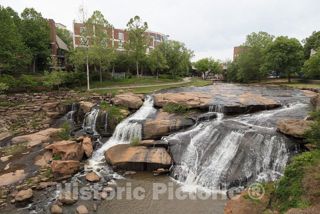 Photo- Downtown Greenville, South Carolina, is bisected by a wooded Valley Park containing These Falls of The Reedy River 3 Fine Art Photo Reproduction
