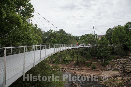 Photo- The Liberty Pedestrian Bridge at Falls Park on The Reedy River in Greenville, South Carolina 1 Fine Art Photo Reproduction