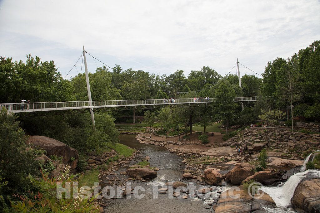 Photo- The Liberty Pedestrian Bridge at Falls Park on The Reedy River in Greenville, South Carolina 3 Fine Art Photo Reproduction