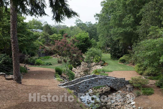 Photo- Footbridge in The Rock Quarry Garden in Greenville, South Carolina on The The site of a pre-Civil War Granite Quarry 1 Fine Art Photo Reproduction
