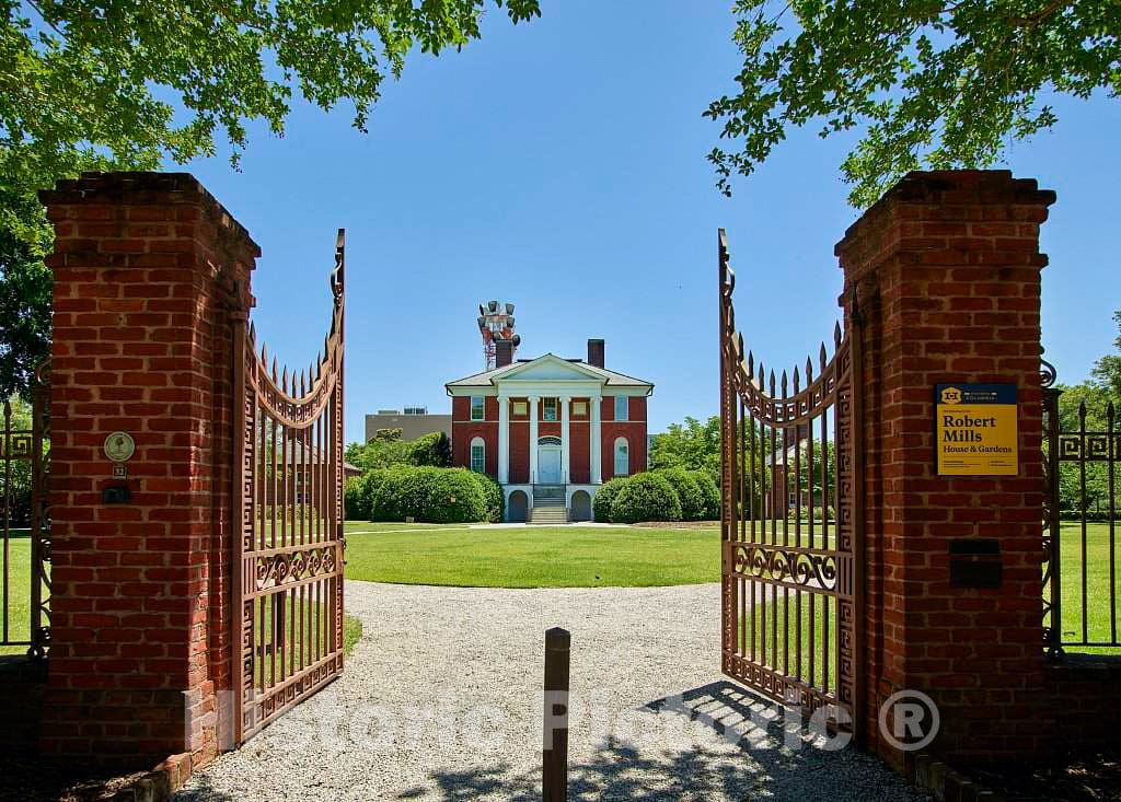Photo - Gateway to The Mansion Known as The Robert Mills House in Columbia, The Capital City of South Carolina- Fine Art Photo Reporduction