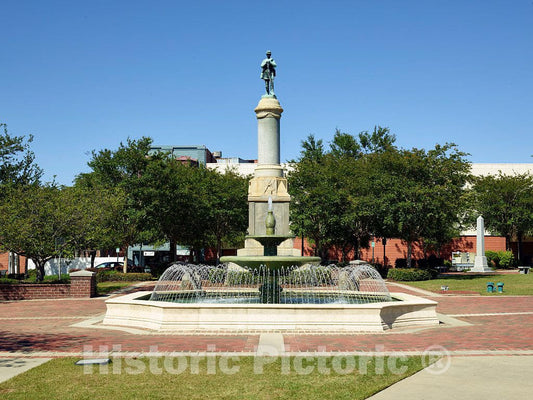 Photo- A Confederate soldier monument in a downtown square in Orangeburg, South Carolina. The monument turns some heads in the city, whose population is 75 percent African-American