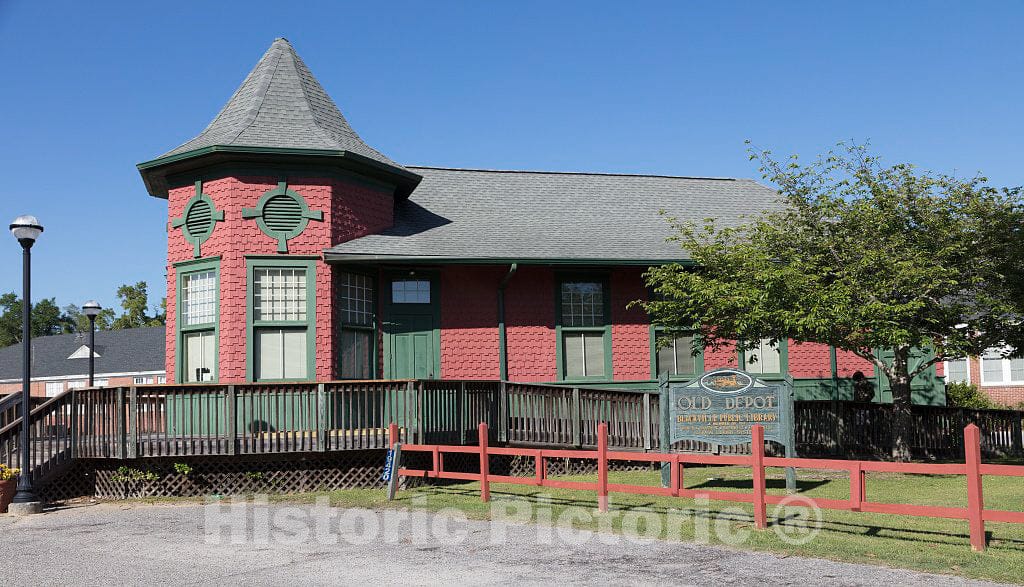 Photo - The Public Library of Blackville, South Carolina, housed in The town's Former Train Depot- Fine Art Photo Reporduction