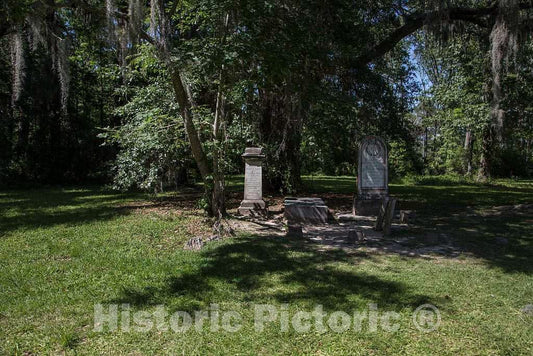 Photo - Gravestone on The Grounds of The Old Sheldon Church Ruins, a Historic site in Beaufort County, South Carolina- Fine Art Photo Reporduction