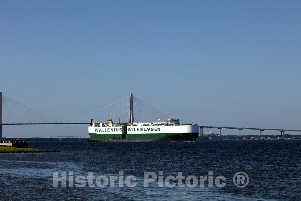 Photo - A Large oceangoing Vessel Passes in The Charleston, South Carolina, Harbor- Fine Art Photo Reporduction