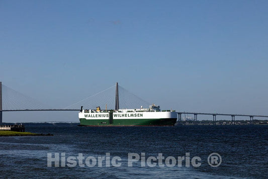 Photo - A Large oceangoing Vessel Passes in The Charleston, South Carolina, Harbor- Fine Art Photo Reporduction