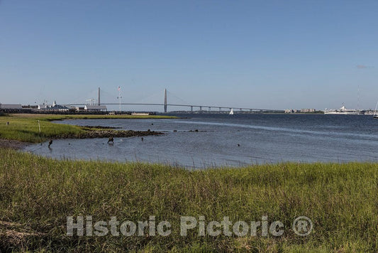 Photo - Distant View of The Arthur Ravenel Jr. Bridge from The Harbor in Charleston, South Carolina- Fine Art Photo Reporduction
