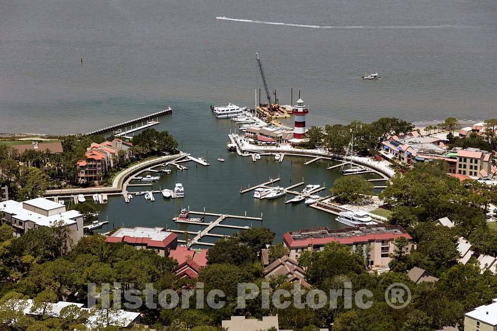 Photo- Aerial View of The Marina and Harbour Town Lighthouse in Hilton Head Island, South Carolina, Much of which is Private and gated 2 Fine Art Photo Reproduction