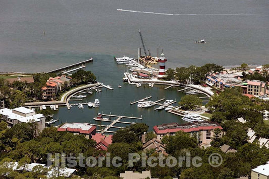 Photo- Aerial View of The Marina and Harbour Town Lighthouse in Hilton Head Island, South Carolina, Much of which is Private and gated 2 Fine Art Photo Reproduction