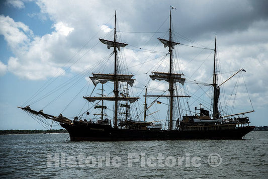 Photograph - One of the ships passing by in Charleston Harbor at Tall Ships Charleston, a festival that included the parade of classic sailing ships, a wooden boat display, a"pirate camp 2