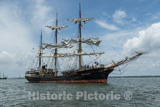 Photo- The Barque Picton Castle, one of The Ships Passing by in Charleston Harbor at Tall Ships Charleston, a Festival That Included The Parade of Classic Sailing Ships 2