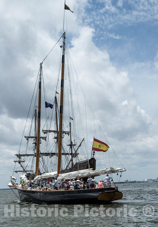 Photograph - The Galleon El Galeon Andalucia, one of The Ships Passing by in Charleston Harbor at Tall Ships Charleston, a Festival That Included The Parade of Classic Sailing Ships 1