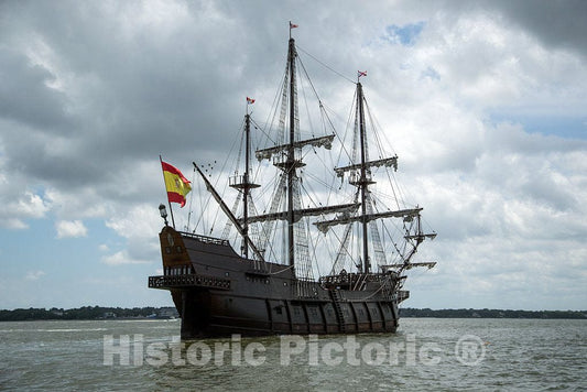 Photograph - The galleon El Galeon Andalucia, one of the ships passing by in Charleston Harbor at Tall Ships Charleston, a festival that included the parade of classic sailing ships 3