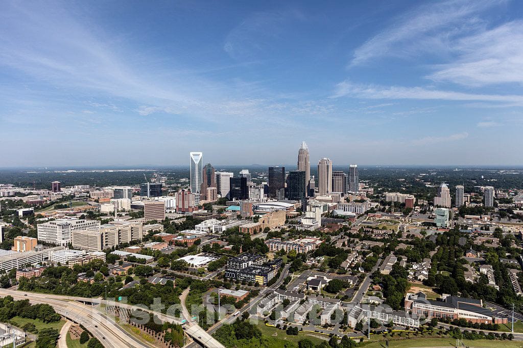 Photo- Aerial View of The Charlotte, North Carolina, Skyline 3 Fine Art Photo Reproduction