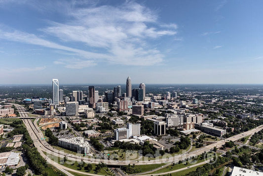 Photo- Aerial View of The Charlotte, North Carolina, Skyline 4 Fine Art Photo Reproduction