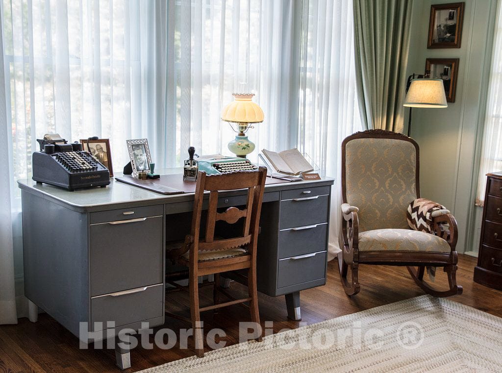 Photo - Morrow Graham's Desk at The Billy Graham Homeplace, Boyhood Home of The famed Protestant Evangelist, in Charlotte, North Carolina- Fine Art Photo Reporduction