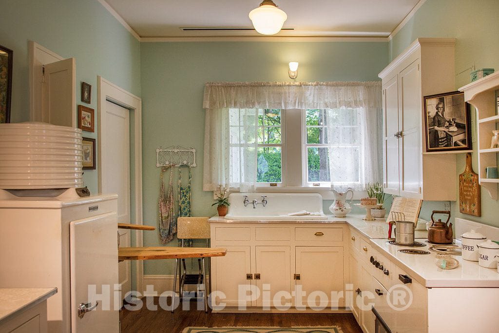 Photo - Kitchen in The Billy Graham Homeplace, Boyhood Home of The famed Protestant Evangelist, in Charlotte, North Carolina- Fine Art Photo Reporduction