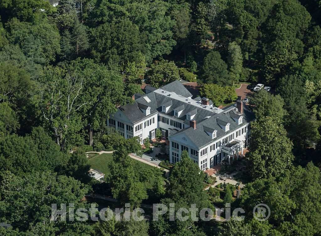 Photo- Aerial View of The Duke Mansion Outside Charlotte, in Mecklenburg County, North Carolina 1 Fine Art Photo Reproduction