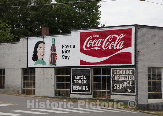 Photo - Old-Style, Coca-Cola Sign with a Modern Coca-Cola Logo in Shelby, North Carolina- Fine Art Photo Reporduction