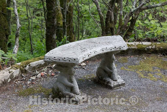 Photo - Concrete Rabbits Hold up This Bench at The Land of Oz, an Unusual Theme Park at Beech Mountain, North Carolina- Fine Art Photo Reporduction