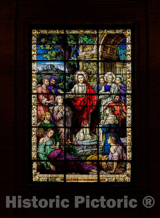Photo - Stained Glass Window at The Catholic Basilica of St. Lawrence in Asheville, North Carolina- Fine Art Photo Reporduction