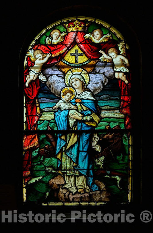 Photo- Stained-Glass Window at The Catholic Basilica of St. Lawrence in Asheville, North Carolina 2 Fine Art Photo Reproduction