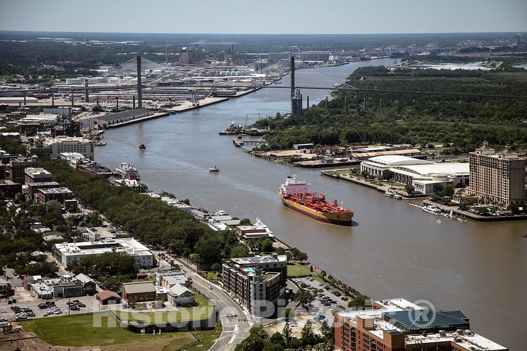 Photo- an oceangoing Ship Plies The Savannah River in Savannah, Georgia 1 Fine Art Photo Reproduction