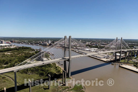 Photo- The Talmadge Memorial Bridge, Spanning The Savannah River Between Downtown Savannah, Georgia, and Hutchinson Island 2 Fine Art Photo Reproduction