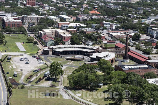Photo - an Aerial View of Savannah, Georgia, with a Focus on The city's Old Railroad Roundhouse- Fine Art Photo Reporduction