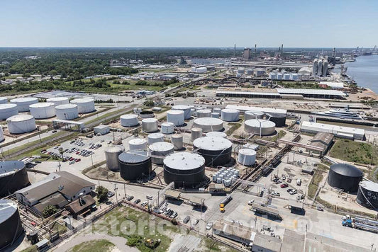 Photo - an Aerial View of Savannah, Georgia, with a Focus on Oil Storage Tanks Along The Savannah River- Fine Art Photo Reporduction