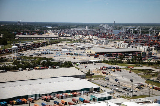 Photo- An aerial view of a busy area around the Port of Savannah, Georgia 1 Fine Art Photo Reproduction